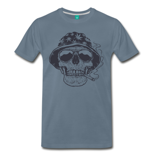 Smoking Skull - steel blue