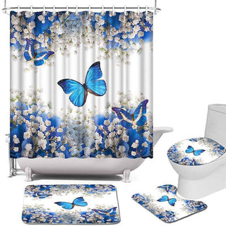 Polyester 3d Printed Shower Curtain Four-piece Set