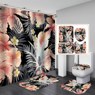 Polyester 3d Printed Shower Curtain Four-piece Set