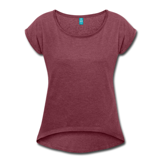 Women's Roll Cuff T-Shirt - heather burgundy