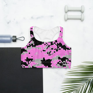 PINK DISTORTED Sports Bra