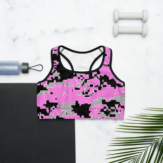 PINK DISTORTED Sports Bra