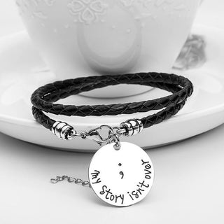 Semicolon Hand Stamped Bracelet