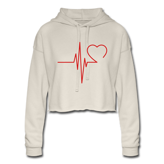 Women's EKG  Valentines Cropped Hoodie - dust